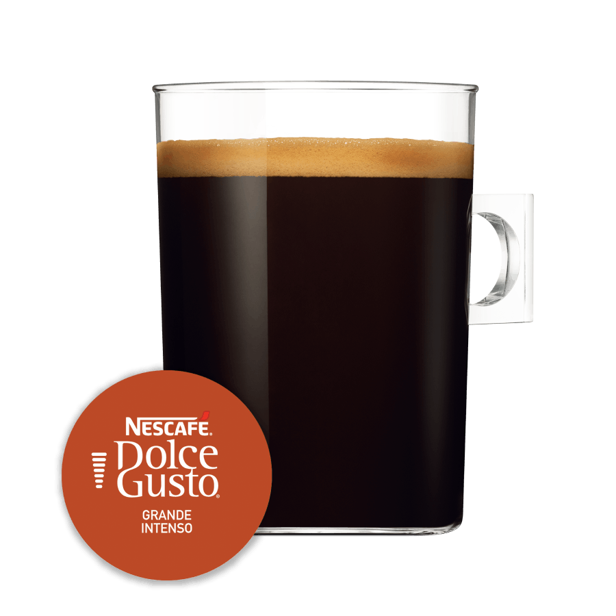 Grande Intenso NESCAFÉ® Dolce Gusto® kapsułka i filiżanka z kawą