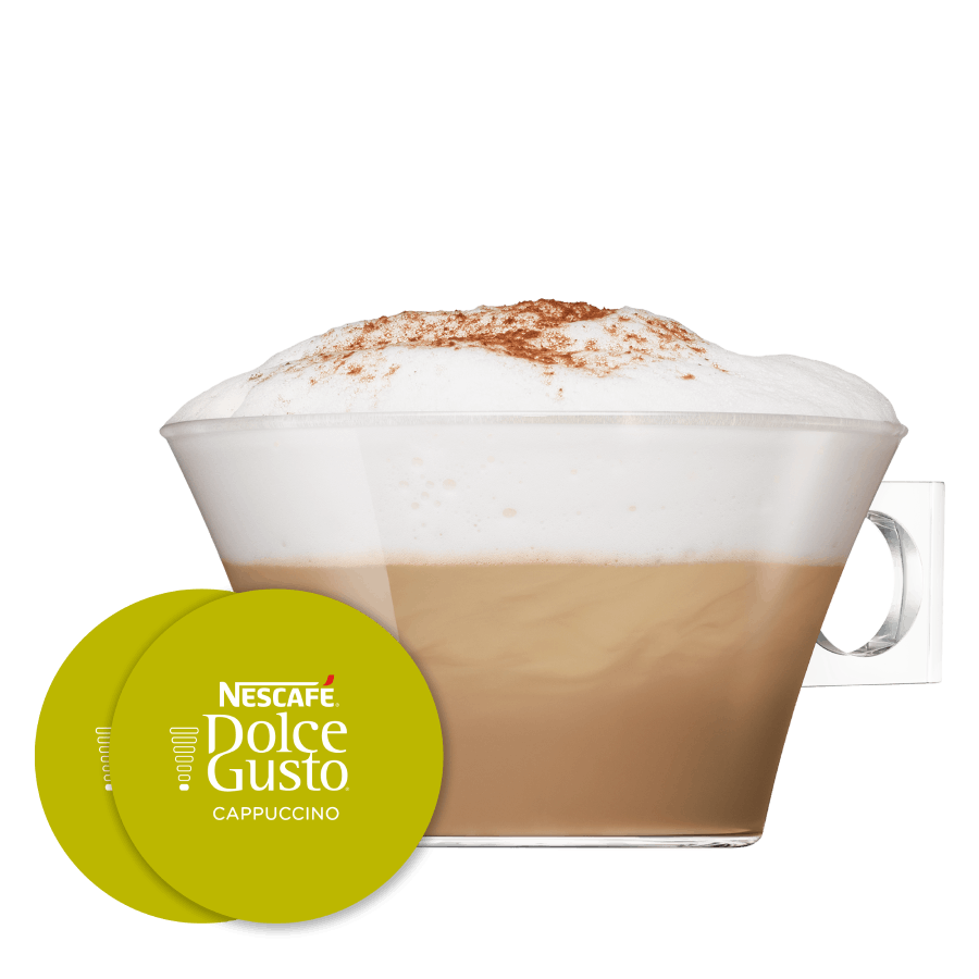 CAPPUCCINO NESCAFÉ® Dolce Gusto® kapsułka i filiżanka z kawą