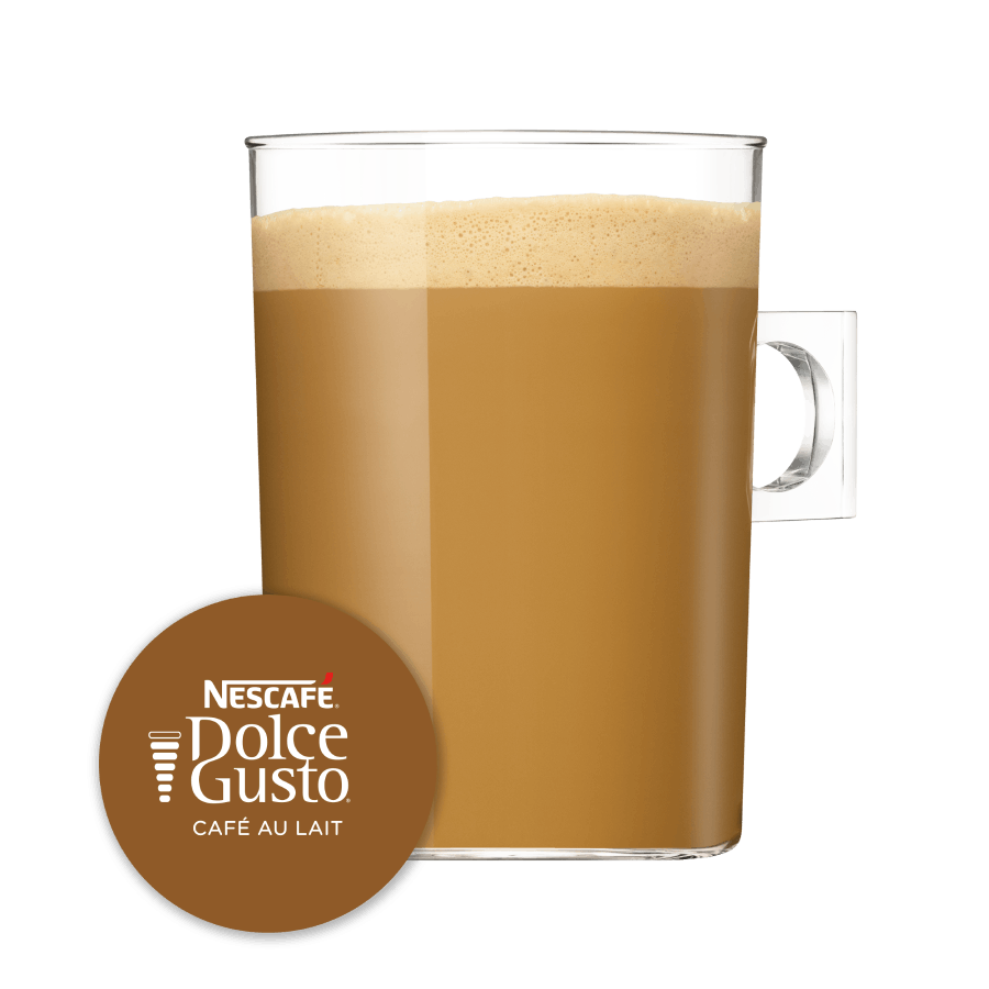 CAFÉ AU LAIT NESCAFÉ® Dolce Gusto® kapsułka i filiżanka z kawą