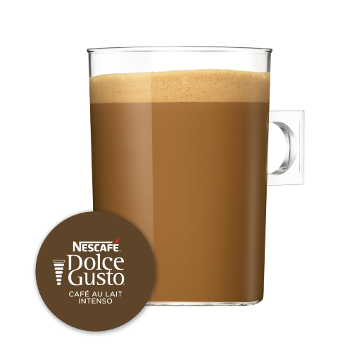 CAFE AU LAIT INTENSO NESCAFÉ® Dolce Gusto® kapsułka i filiżanka z kawą