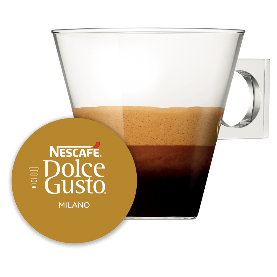 Espresso Milano NESCAFÉ® Dolce Gusto® kapsułka i filiżanka z kawą