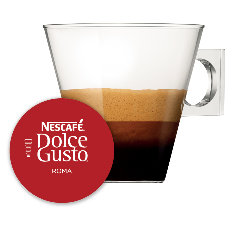 ESPRESSO ROMA NESCAFÉ® Dolce Gusto® kapsułka i filiżanka z kawą