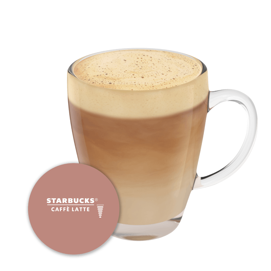 STARBUCKS® CAFFÈ LATTE NESCAFÉ® Dolce Gusto® kapsułka i filiżanka z kawą